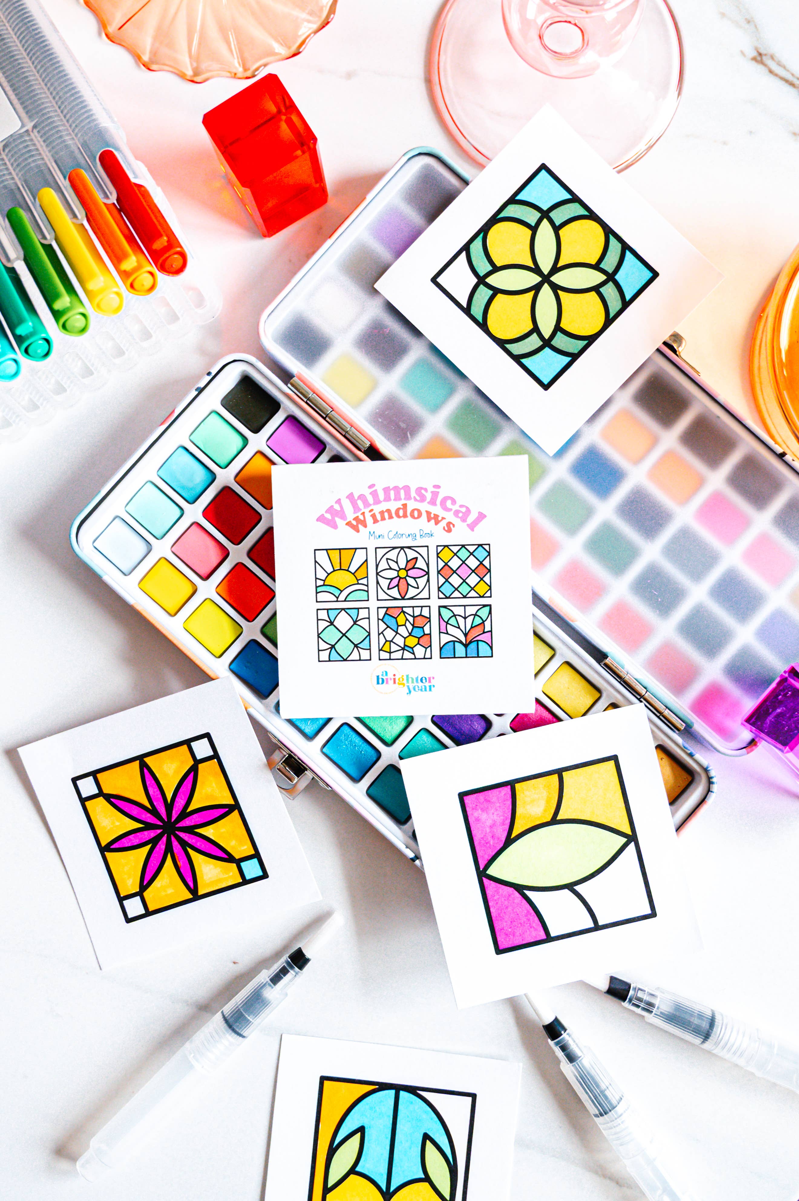 Whimsical Windows Mini Coloring Book | Pocket-Sized Coloring Book for Adults