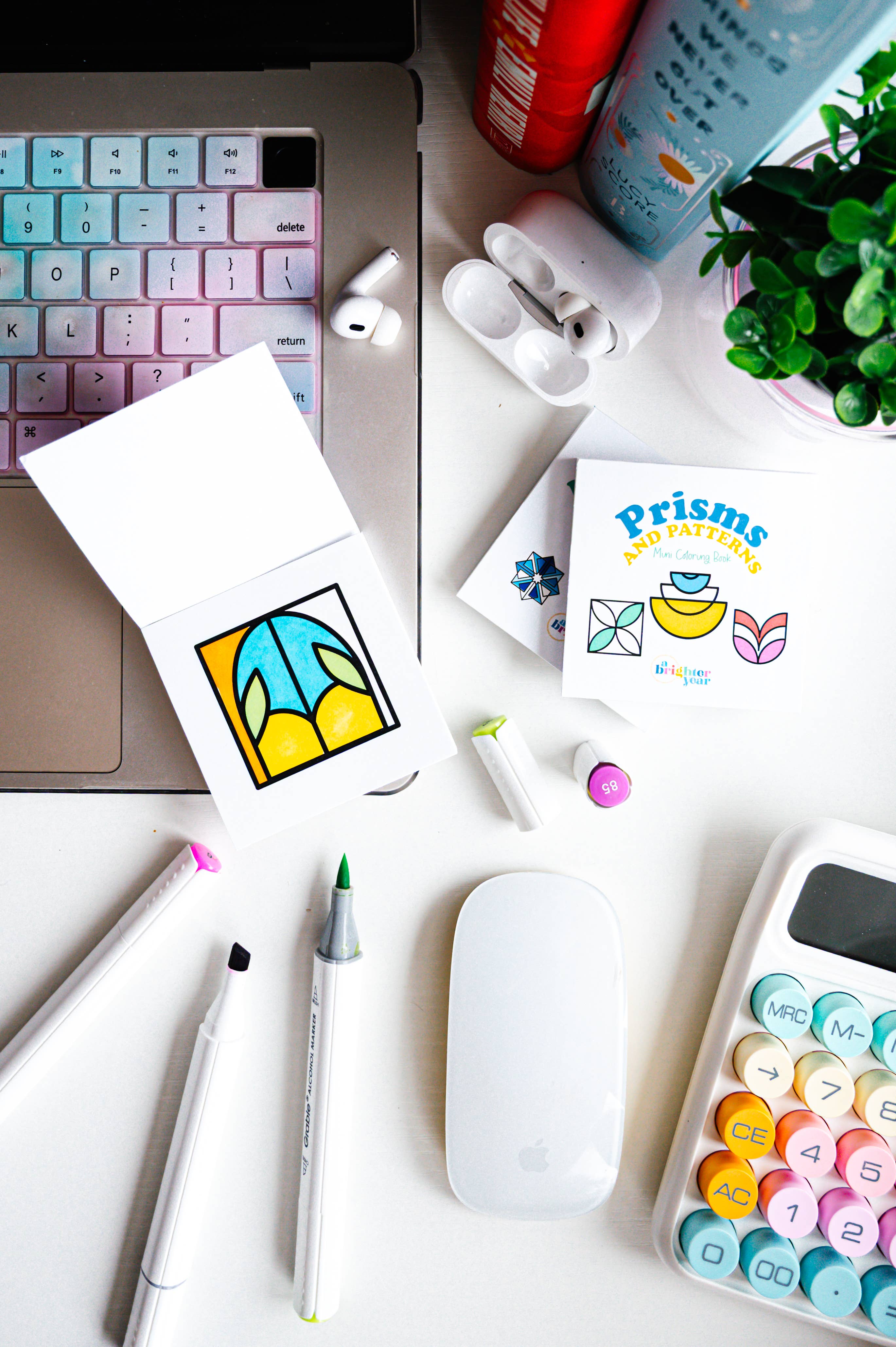 Prisms & Patterns Mini Coloring Book | Pocket-Sized Geometric Coloring Book for Adults
