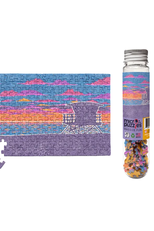 MicroPuzzles Coastal California Mini Puzzle | 150-Piece Beach Sunset Jigsaw Puzzle
