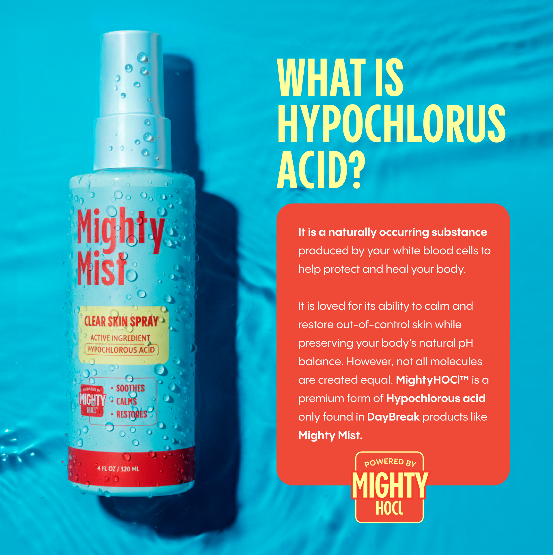 Mighty Mist Clear Skin Spray | Hypochlorous Acid Facial Spray for Acne, Eczema, Rosacea