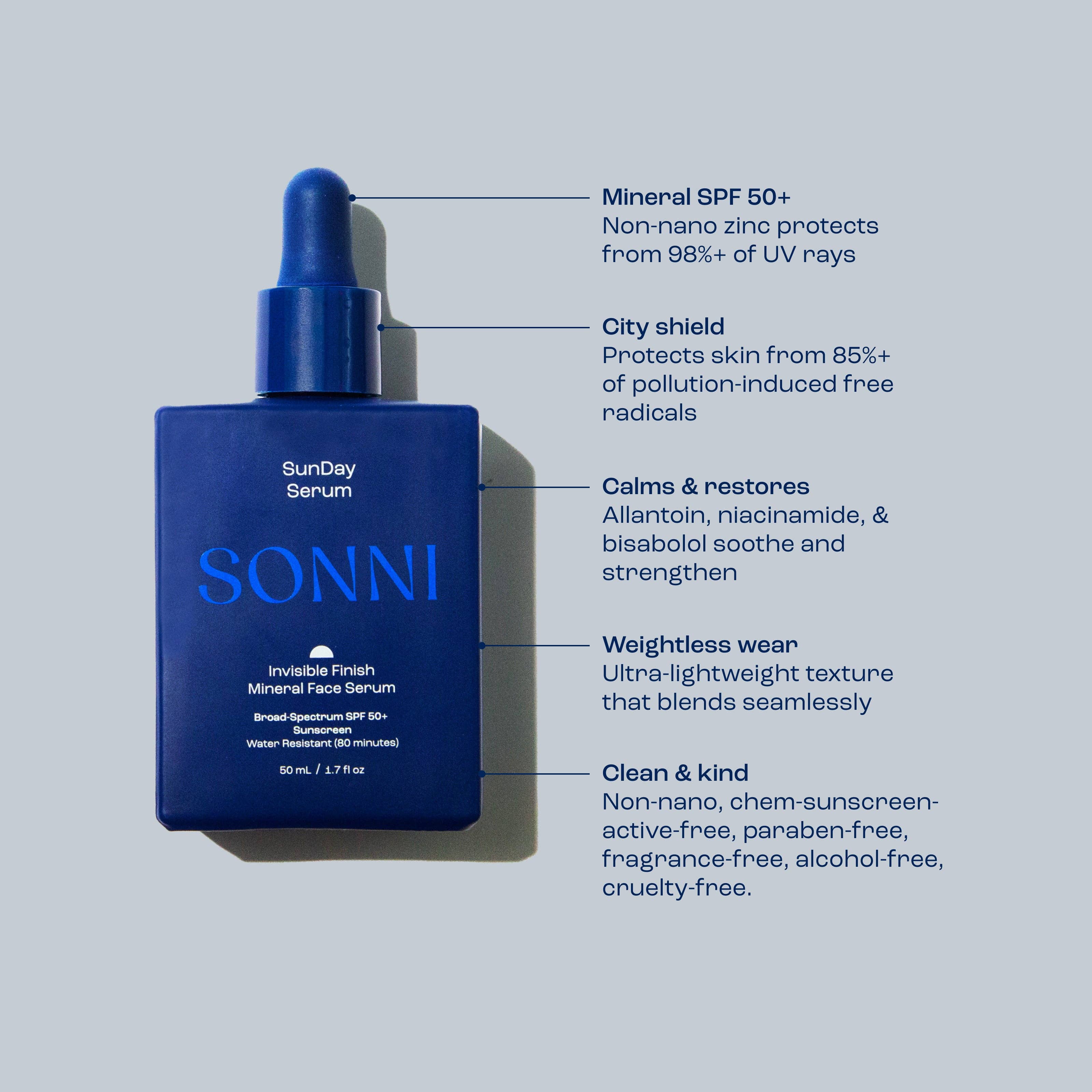 SunDay Mineral Serum SPF 50+ | High-Protection Mineral Face Sunscreen Serum