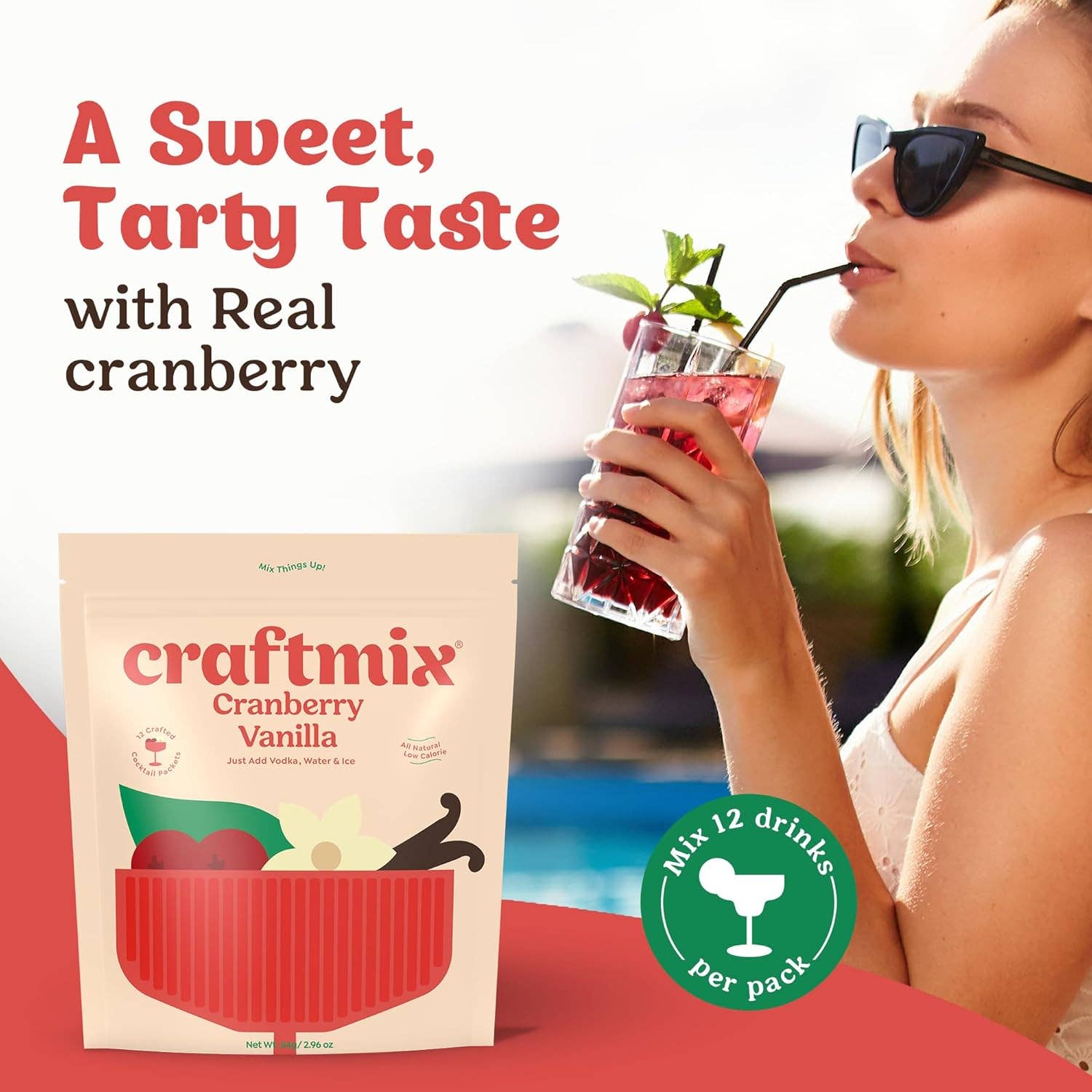 Cranberry Vanilla Cocktail/Mocktail Mixer - Single Packets