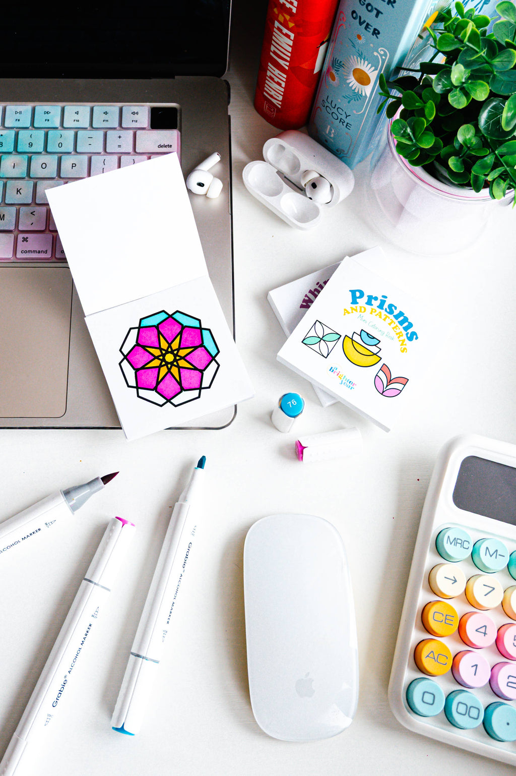 Prisms & Patterns Mini Coloring Book | Pocket-Sized Geometric Coloring Book for Adults
