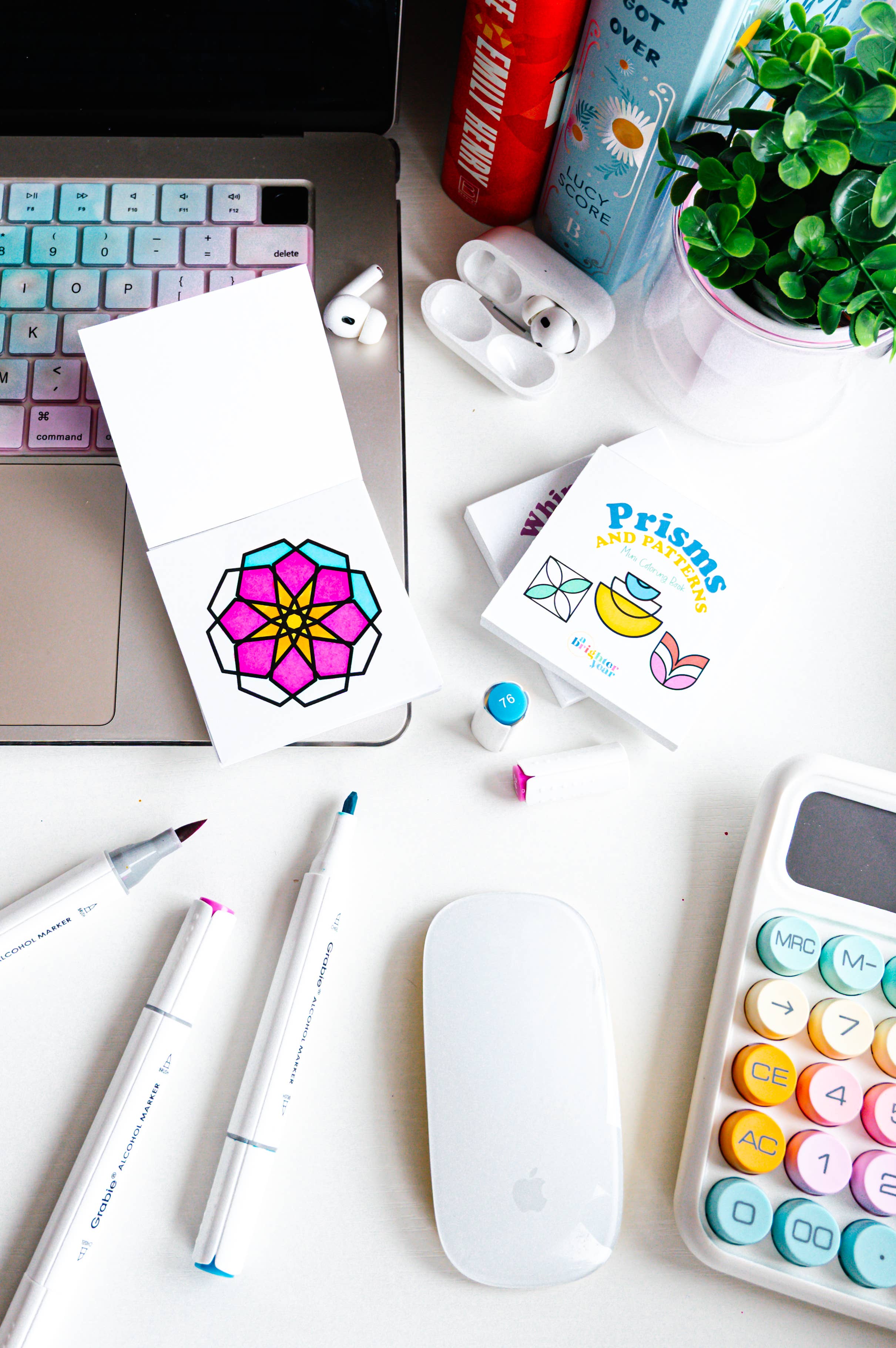 Prisms & Patterns Mini Coloring Book | Pocket-Sized Geometric Coloring Book for Adults