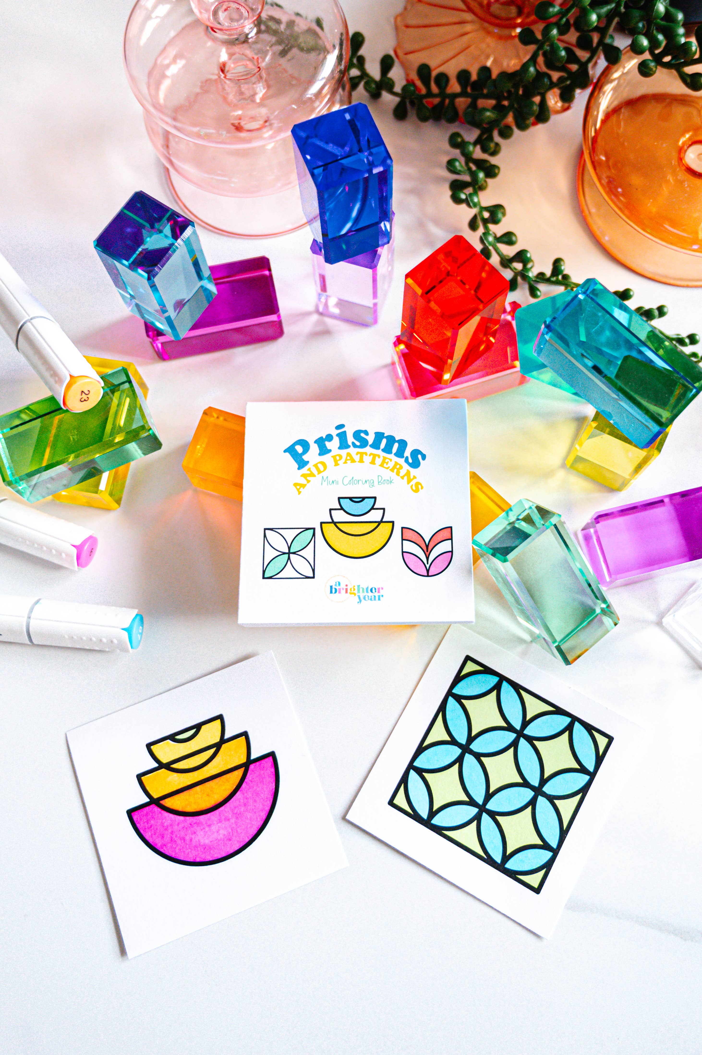 Prisms & Patterns Mini Coloring Book | Pocket-Sized Geometric Coloring Book for Adults