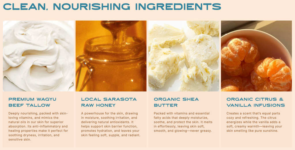 Citrus Vanilla Tallow Body Butter Moisturizer | 100% Natural