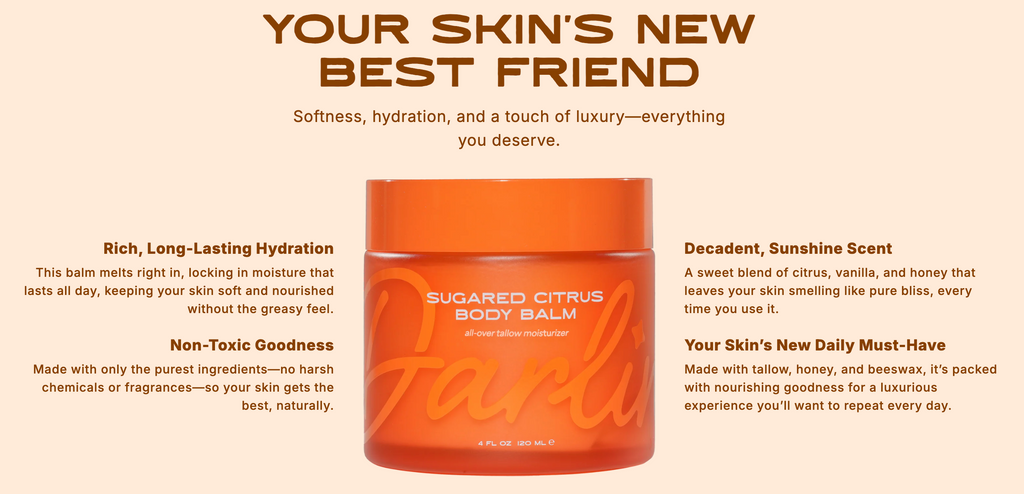 Citrus Vanilla Tallow Body Butter Moisturizer | 100% Natural