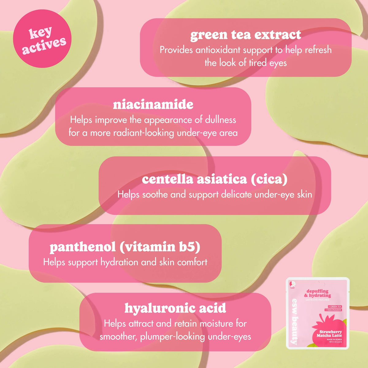Strawberry Matcha Latte Depuffing & Hydrating Eye Patches