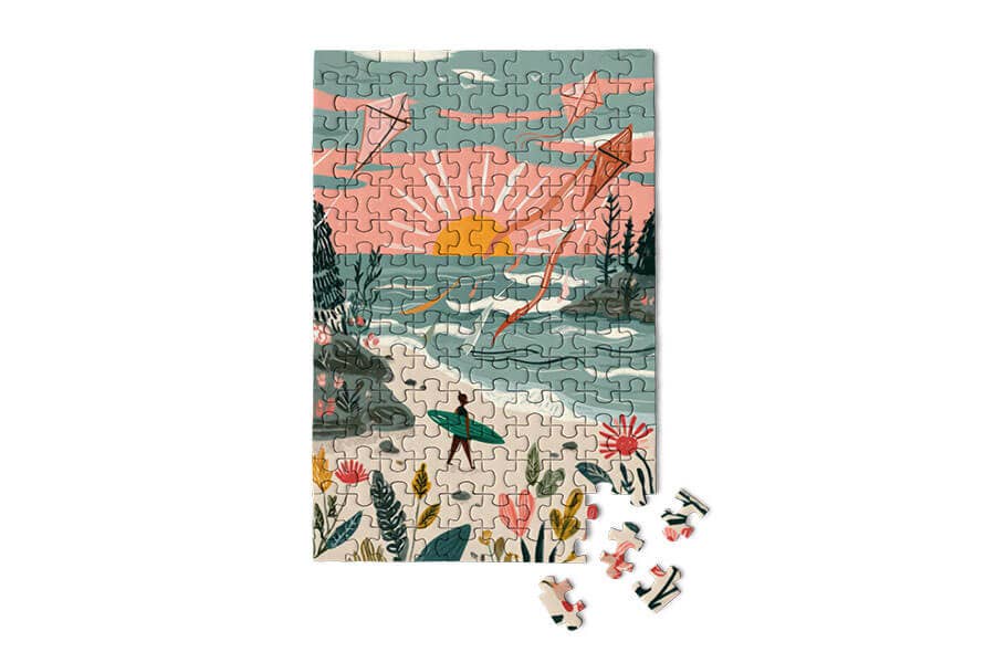 Sunrise Beach Surf Mini Puzzle | 150-Piece Coastal Jigsaw Puzzle