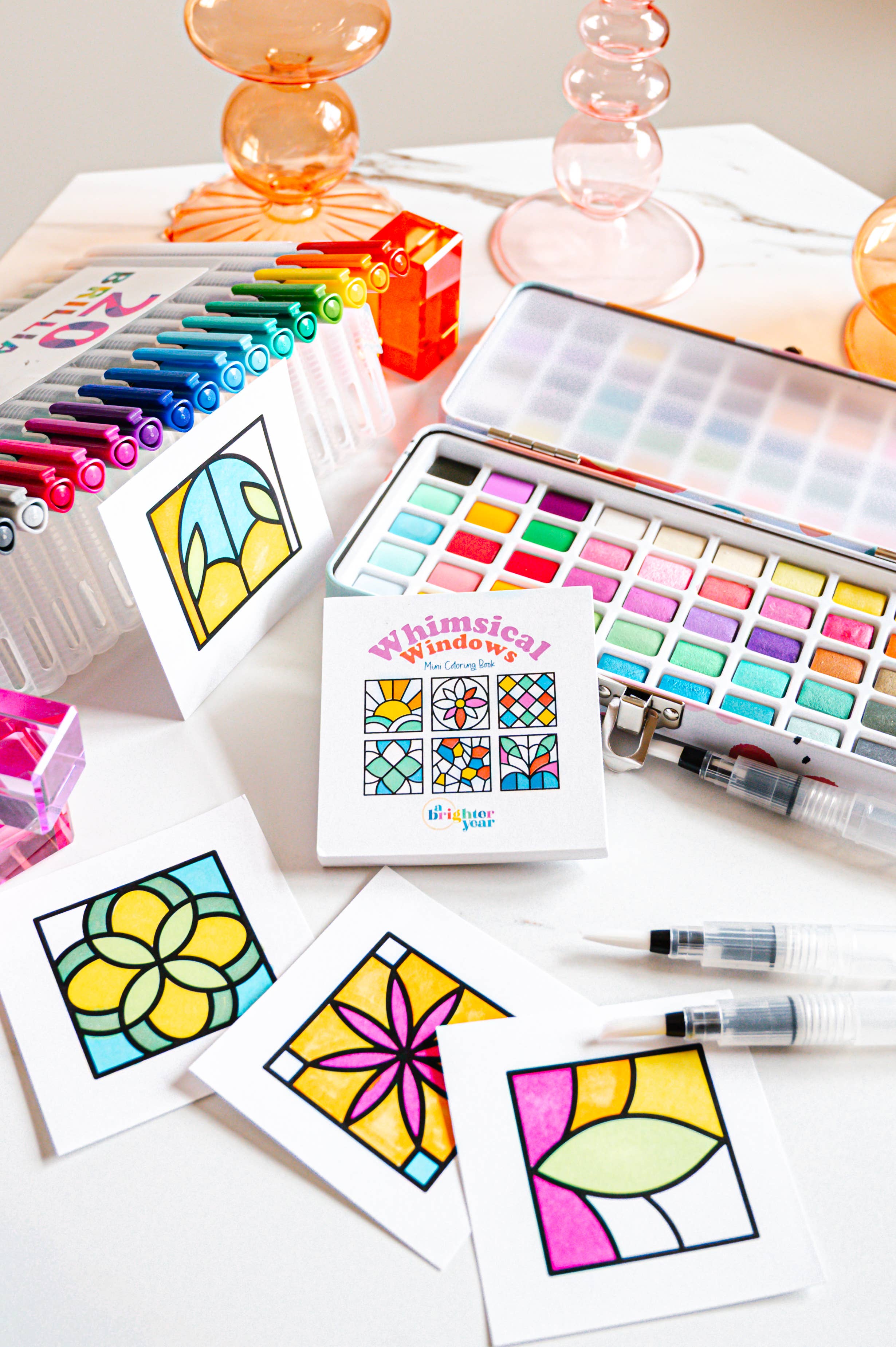 Whimsical Windows Mini Coloring Book | Pocket-Sized Coloring Book for Adults
